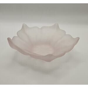 Vintage Blush Glass Viking Lotus Bowl Champagne Pink Frosted Cottage Retro